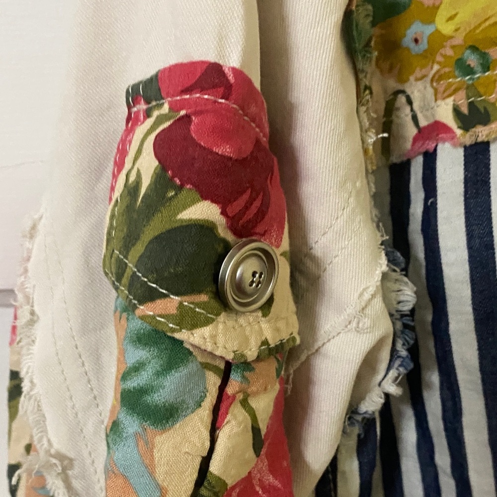 POL Patchwork Floral & Stripe Button-Front Jacket… - image 5